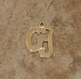 Initial CJ 14 K Gold Pendant or Charm