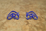 Blue Oujet Enamel Sterling Silver Pierced Earrings