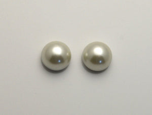 15 mm White Glass High Dome Pearl Button Magnetic Clip On Earrings - Laura Wilson Gallery 
