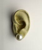 15 mm White Glass High Dome Pearl Button Magnetic Clip On Earrings - Laura Wilson Gallery 