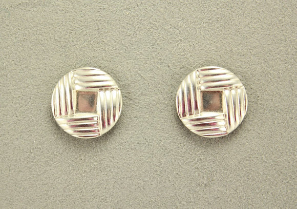 14 Karat Gold or Nickel Plated 20 mm Button Woven Knot Magnetic or Pierced Earrings - Laura Wilson Gallery 