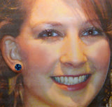 12 mm Blue Drusy Quartz Set In Fancy Gallery Bezel Magnetic Earrings - Laura Wilson Gallery 