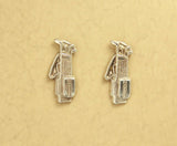 14 Karat Gold or Nickel Plated  Brass Golf Bag Magnetic or Pierced  Earrings - Laura Wilson Gallery 