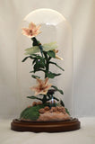 Clematis Sculpture in Polymer Clay with Glass Dome Display One of a Kind Handmade - Laura Wilson Gallery 