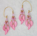 Handmade Gold Beaded and Pink Fabric Non Pierced Ear Wraps - Laura Wilson Gallery 