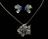 OOAK Sterling Silver Swarovski Crystal Brooch or Pendant and Earring Set - Laura Wilson Gallery 