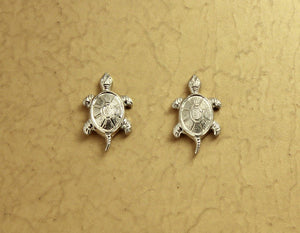 Silver Turtle Magnetic or Pierced Earrings - Laura Wilson Gallery 