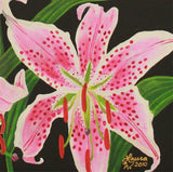 Stargazer Lily Original Acrylic Painting on Stretched Canvas - Laura Wilson Gallery 