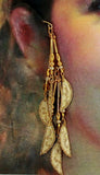 Handmade Gold Brocade Fabric Non Pierced Clip Ear Wraps or Pierced Earrings - Laura Wilson Gallery 