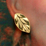 14 Karat Gold Plated Leaf Magnetic or Pierced Earrings - Laura Wilson Gallery 