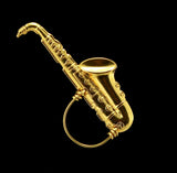 14 Karat Gold Plated Saxophone Magnetic Eyeglass Holder or Tie Tack - Laura Wilson Gallery 