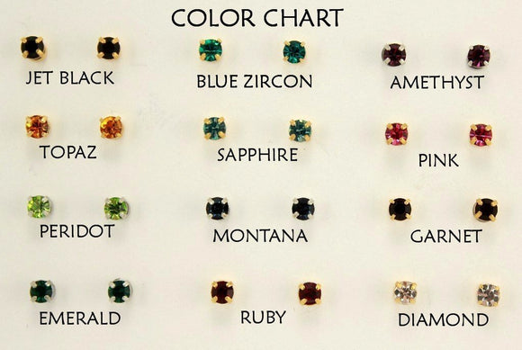 Men's 3 mm Round Swarovski Crystal Magnetic Earrings in White Diamond and Gemstone Colors - Laura Wilson Gallery 