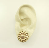 Gold or Silver Sunflower Magnetic Non Pierced Clip Earrings - Laura Wilson Gallery 