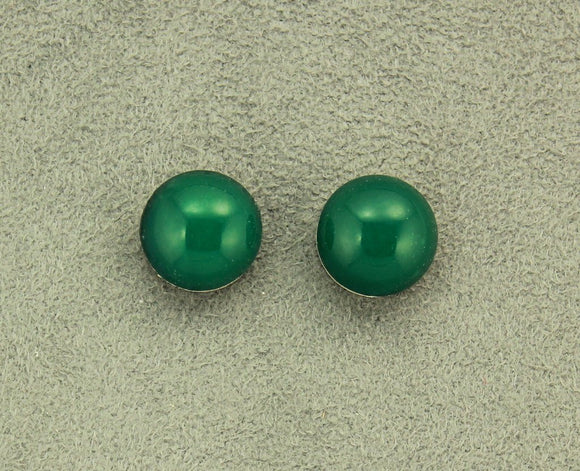 13 mm Green Onyx Glass Button Magnetic Clip On or Pierced Earrings - Laura Wilson Gallery 