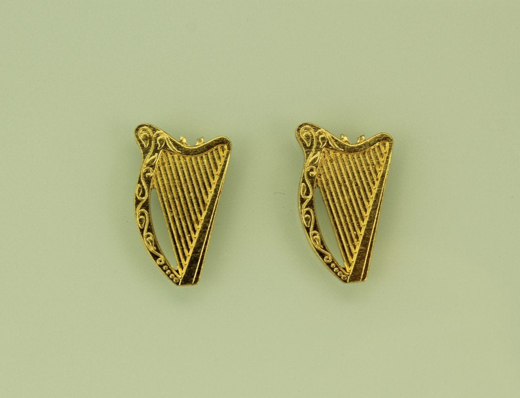 14 Karat Gold Plated Harp Magnetic or Pierced Earrings – Laura