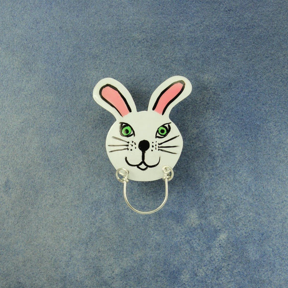 Handmade Hand Painted White Rabbit Magnetic Eyeglass Holder - Laura Wilson Gallery 