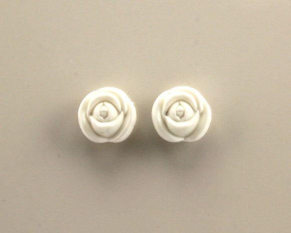 11 mm Round White Rose Magnetic  Non Pierced  Earrings - Laura Wilson Gallery 