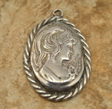 Solid Vintage Sterling Silver Cameo Pendant