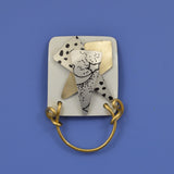Unique Abstract Square Magnetic Eyeglass Holders in Dots, Gold and White