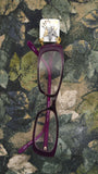 Unique Abstract Square Magnetic Eyeglass Holders in Dots, Gold and White
