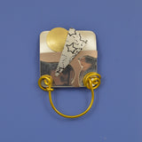 Abstract Square Magnetic Eyeglass Holder in Yellow, Gold and Silver