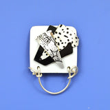 OOAK Square Magnetic Eyeglass Holder in Black and White