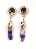 Magnetic Amethyst Quartz Crystal Dangle Earrings
