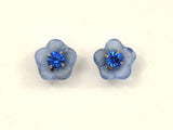 Dainty Glass Earrings Featuring Shiny Crystal Centers