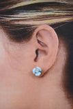 Handmade Ceramic Light Blue Rose Earrings