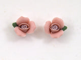 Handmade Ceramic Pink Rose Earrings