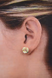 Handmade Ceramic Light Yellow Rose Earrings