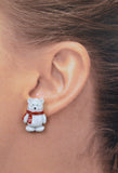 White Christmas Bear Earrings