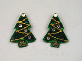 Magnetic Christmas Tree Earrings With Gold Glitter