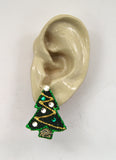 Magnetic Christmas Tree Earrings With Gold Glitter