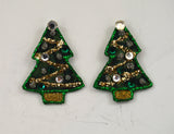 Magnetic Christmas Tree Earrings With Gold Paint