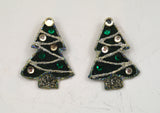 Magnetic Christmas Tree Earrings With Silver Glitter