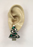 Magnetic Christmas Tree Earrings With Silver Glitter