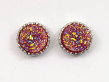 Pink Sparkle: 10mm Faux Drusy Quartz Earrings