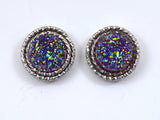 Stylish Silver-Framed Red Blue Drusy Quartz Delight
