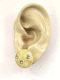 Chic Non-Pierced Earrings: Vintage Fabric Button Style