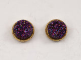 12 mm Faux Drusy Quartz Set In Gold Colored Bezel