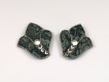 Floral Turquoise/Aqua Fabric Magnetic Earrings