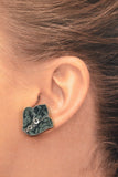 Floral Turquoise/Aqua Fabric Magnetic Earrings