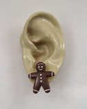 Cute Brown Gingerbread Man Magnetic Earrings