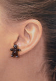 Cute Brown Gingerbread Man Magnetic Earrings