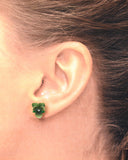 Crystal-Adorned Green Violet Earrings: A Touch of Elegance