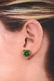 Crystal-Adorned Green Violet Earrings: A Touch of Elegance