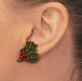 Magnetic Holly Earrings With Red Beads