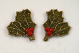 Magnetic Holly Earrings With Red Beads