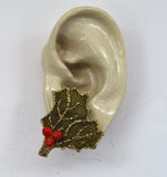Magnetic Holly Earrings With Red Beads